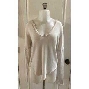 We the Free Free People Ivory Pullover Raw Edges Long Sleeve Lightweight- Size M